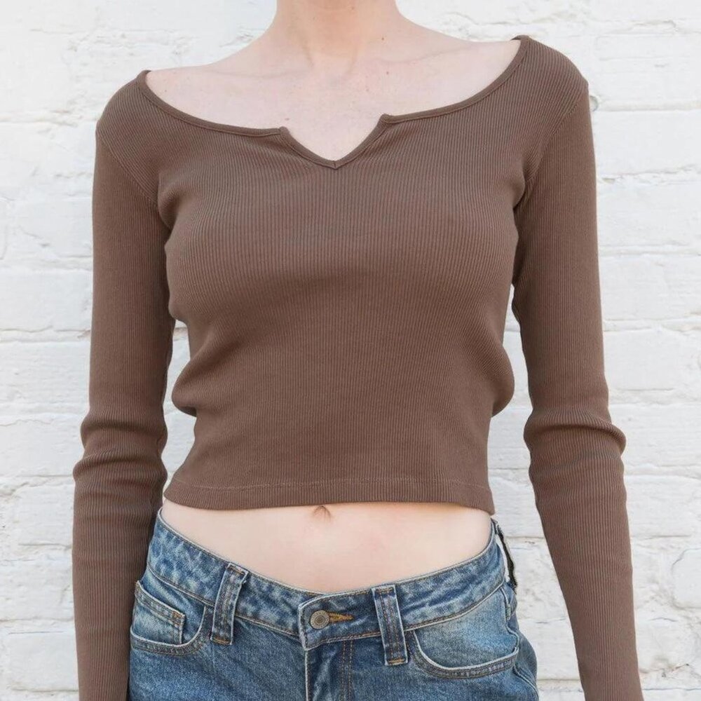 Brandy Melville Brown Ribbed Top